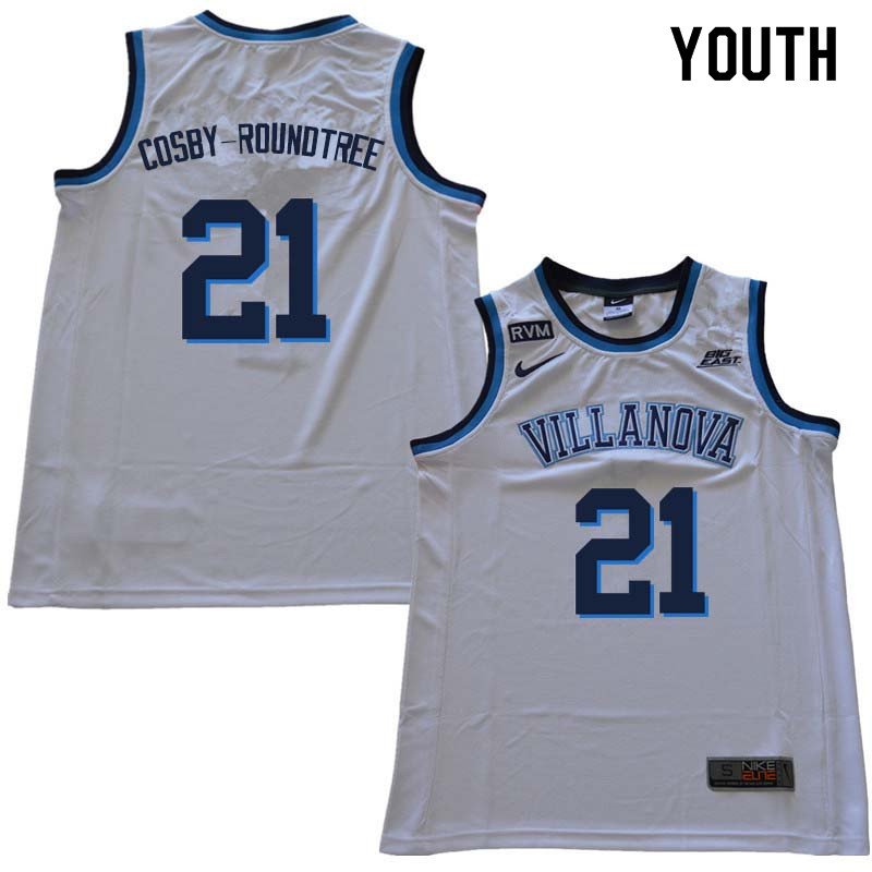 2018 Youth #21 Dhamir Cosby-Roundtree Willanova Wildcats College Basketball Jerseys Sale-White - Click Image to Close